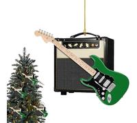 Decorazione natalizia a forma di chitarra, da appendere, in acrilico, 2D, piatta, 8,9 cm