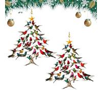 Decorazione natalizia a forma di colibrì, 2D in acrilico colorato, decorazione per albero di Natale, per gli amanti dei colibrì (2 pezzi)