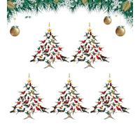 Decorazione natalizia a forma di colibrì, in acrilico colorato, 2D, decorazione per albero di Natale, per gli amanti dei colibrì (5 pezzi)