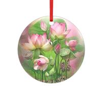 Decorazione natalizia a forma di cuore rotondo con stampa "Spirit of the Lotus", in acrilico, per albero di Natale, casa e feste