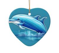 Decorazione natalizia a forma di delfino fuori dall'acqua, in ceramica, per elegante decorazione natalizia neutra, 7,6 cm