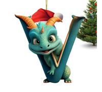 Decorazione natalizia a forma di drago per l'albero di Natale, decorazione natalizia con lettere in acrilico 2D, graziosa decorazione dei cartoni animati per interni ed esterni, decorazione per le