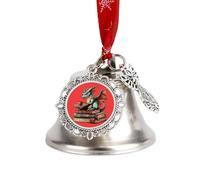 Decorazione natalizia a forma di drago seduto sulla cima dei libri, decorazione natalizia a forma di campana, per albero di Natale