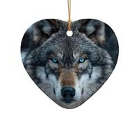 Decorazione natalizia a forma di lupo con occhi azzurri, decorazione per albero di Natale, calza della Befana, idea regalo per gli amici