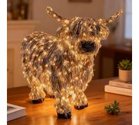 Decorazione natalizia a forma di mucca delle Highland, decorazione 3D illuminata per interni ed esterni, decorazione luminosa per cortile, portico, giardino, fattoria