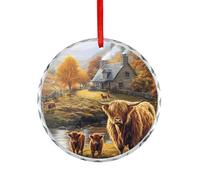 Decorazione natalizia a forma di mucca delle Highland, in cristallo, da appendere, per albero di Natale