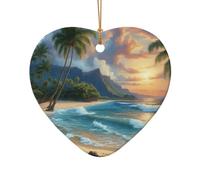 Decorazione natalizia a forma di palma su oceano blu marino, in ceramica, per un tema tradizionale o vintage