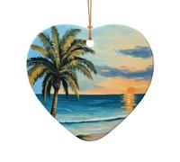 Decorazione natalizia a forma di palma su oceano blu marino, in ceramica, per un tema tradizionale o vintage