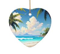 Decorazione natalizia a forma di palma su oceano blu marino, in ceramica, per un tema tradizionale o vintage