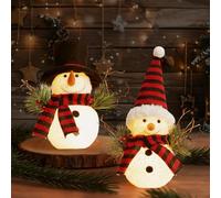 Decorazione natalizia a forma di pupazzo di neve, 2 pezzi, decorazione natalizia per interni con LED, pupazzo di neve, per decorazioni natalizie, interni, camino, ufficio, camera