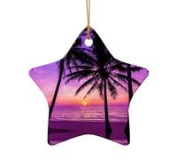 Decorazione natalizia a forma di sagoma di palme al tramonto, decorazione natalizia in ceramica a forma di cuore da appendere per Natale