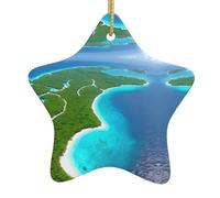 Decorazione natalizia a forma di stella in ceramica a forma di isola nell'oceano, per decorare l'albero di Natale, per una casa accogliente e per le feste