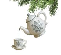 Decorazione natalizia a forma di teiera, in acrilico 2D, graziose decorazioni per albero di Natale, decorazione rustica per la casa, per interni ed esterni, giardino, cortile, finestra, mensola auto