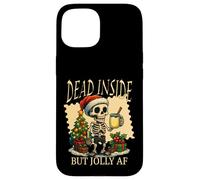 Decorazione natalizia a forma di zabaione Dead Inside But Jolly Skeleton Custodia per iPhone 15