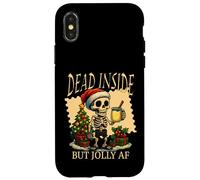 Decorazione natalizia a forma di zabaione Dead Inside But Jolly Skeleton Custodia per iPhone X/XS
