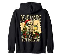 Decorazione Natalizia a Forma di zabaione Dead Inside But Jolly Skeleton Felpa con Cappuccio