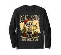 Decorazione Natalizia a Forma di zabaione Dead Inside But Jolly Skeleton Maglia a Manica
