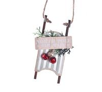 Decorazione Natalizia A Slitta In Legno Facile Da Usare Struttura In Naturale Abbellimento Sicuro E Non Tossico Per L'albero Delle Vacanze Ornamento Natalizio A Slitta In