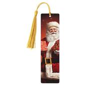 Decorazione natalizia, adorabile segnalibro ornamentale di Babbo Natale con regalo, segnalibri in legno con nappa, segnalibro per gli amanti dei libri, segnalibri di pagina, regali di lettura per do