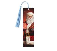 Decorazione natalizia, adorabile segnalibro ornamentale di Babbo Natale con regalo, segnalibri in legno con nappa, segnalibro per gli amanti dei libri, segnalibri di pagina, regali di lettura per do