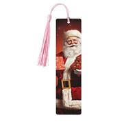Decorazione natalizia, adorabile segnalibro ornamentale di Babbo Natale con regalo, segnalibri in legno con nappa, segnalibro per gli amanti dei libri, segnalibri di pagina, regali di lettura per do