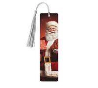 Decorazione natalizia, adorabile segnalibro ornamentale di Babbo Natale con regalo, segnalibri in legno con nappa, segnalibro per gli amanti dei libri, segnalibri di pagina, regali di lettura per do