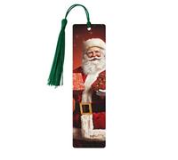 Decorazione natalizia, adorabile segnalibro ornamentale di Babbo Natale con regalo, segnalibri in legno con nappa, segnalibro per gli amanti dei libri, segnalibri di pagina, regali di lettura per do