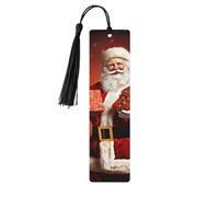 Decorazione natalizia, adorabile segnalibro ornamentale di Babbo Natale con regalo, segnalibri in legno con nappa, segnalibro per gli amanti dei libri, segnalibri di pagina, regali di lettura per do