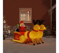 Decorazione Natalizia Babbo Natale e Renne Gonfiabili LED 130cm