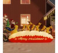 Decorazione Natalizia Babbo Natale e Renne Gonfiabili LED 145cm