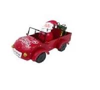 Decorazione Natalizia Babbo Natale su Auto macchina Rossa in metallo con Luci LED Ornamentazione Natalizia da Tavolo Addobbo Natalizio Luminoso Arredo Casa Natale