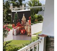Decorazione natalizia Bandiera regalo di Natale 2 x 3 Ft Outdoor Indoor Primavera Estate Autunno Inverno Giardino Bandiere con Occhiello Verticale Doppio Lato Festività Bandiere Banner per Decorazioni