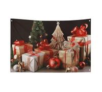 Decorazione natalizia Bandiera regalo di Natale 3x5 Ft No Fade Bandiera di benvenuto Giardino Cortile Casa Bandiere Decorative Garden Yard Sign Indoor Outdoor Banner Party Home Decor