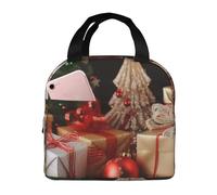 Decorazione natalizia Borsa per il pranzo regalo di Natale per donne e uomini Scatola termica per il pranzo riutilizzabile a prova di perdite Borse per il pranzo con tasche laterali Contenitori per