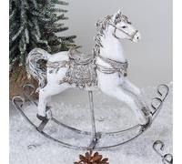 Decorazione Natalizia Cavallo A Dondolo L. 27Cm Bianco Argento Formano W25