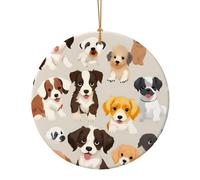 Decorazione natalizia circolare con stampa di razza di cane, decorazioni natalizie in ceramica per albero, ornamento per le vacanze, idea regalo unica