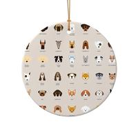 Decorazione natalizia circolare in ceramica con stampa di razza di cane, regalo per familiari e amici