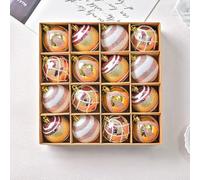 Decorazione natalizia con 16 palline di Natale glitterate bianche e dorate, in confezione regalo, per albero di Natale, ghirlande e composizioni festive (XM0016S, oro rosa)