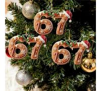 Decorazione natalizia con Babbo Natale Says Six Seven, meme divertente 2D, divertente decorazione natalizia per il 2025, divertente Babbo Natale con occhiali da sole che tengono i numeri 6 e 7