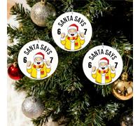 Decorazione natalizia con Babbo Natale Says Six Seven, meme divertente 2D, divertente decorazione natalizia per il 2025, divertente Babbo Natale con occhiali da sole che tengono i numeri 6 e 7