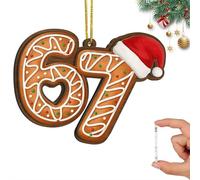 Decorazione natalizia con Babbo Natale Says Six Seven, meme divertente 2D, divertente decorazione natalizia per il 2025, divertente Babbo Natale con occhiali da sole che tengono i numeri 6 e 7