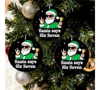 Decorazione natalizia con Babbo Natale Says Six Seven, meme divertente 2D, divertente decorazione natalizia per il 2025, divertente Babbo Natale con occhiali da sole che tengono i numeri 6 e 7