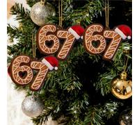 Decorazione natalizia con Babbo Natale Says Six Seven, meme divertente 2D, divertente decorazione natalizia per il 2025, divertente Babbo Natale con occhiali da sole che tengono i numeri 6 e 7