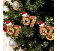 Decorazione natalizia con Babbo Natale Says Six Seven, meme divertente 2D, divertente decorazione natalizia per il 2025, divertente Babbo Natale con occhiali da sole che tengono i numeri 6 e 7