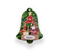 Decorazione natalizia con nome a forma di albero di Natale, con messaggio di buon Natale, pupazzo di neve e regali (Babbo Natale, Julia)