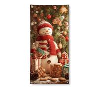 Decorazione natalizia con pupazzo di neve, decorazione per porta, scena invernale festiva, decorazione per interni ed esterni, sfondo stagionale 91 x 182 cm