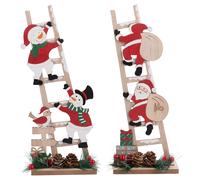 Decorazione natalizia con scala, in legno, Santa's House