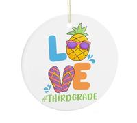 Decorazione natalizia con scritta "Merry Christmas", decorazione natalizia di terza elementare, souvenir piatto da appendere all'albero di Natale, divertente ricordo in ceramica, regalo di Natale per