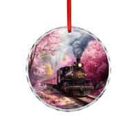 Decorazione natalizia con stampa floreale a forma di treno, ornamento rotondo da appendere, per albero di Natale, regali per feste