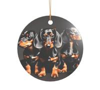 Decorazione natalizia con tre bassotti, regalo per addio al nubilato e signora, un regalo unico per un ricordo di nozze